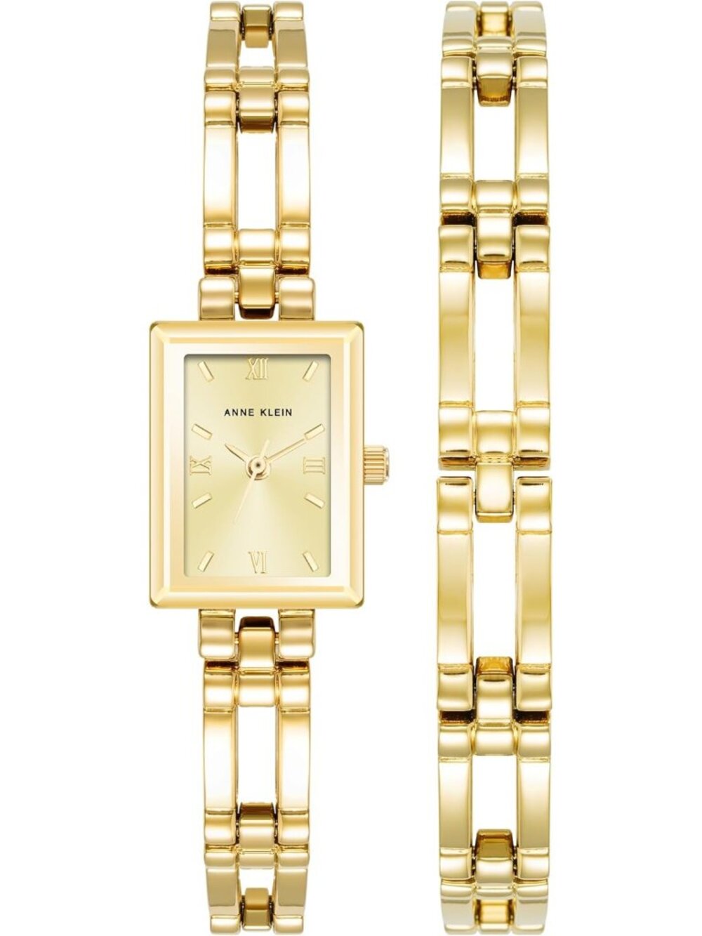Anne Klein Womens Gold Tone Analog Japanese Quartz Fashion Bracelet Square Watch